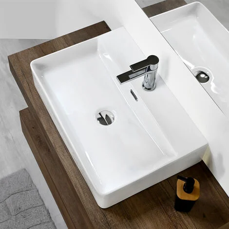 Lavabo appoggiosospeso Rettangolare 60 Ceramica GIOVE