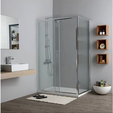 Cabina Doccia 120X80cm Lato Fisso E Anta Scorrevole TrasparenteNew Giada