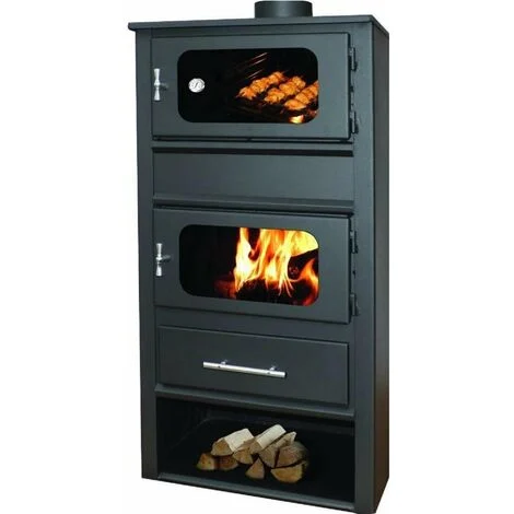 Stufa a Legna e Carbone con Forno idro in Acciaio 10,8 kW Con Termostufa Caldaia