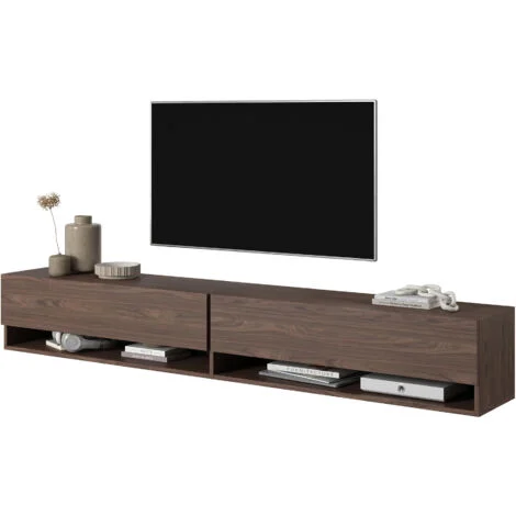 Selsey MIRRGO - Mobile TV - 200 cm - sospeso con vani a giorno, noce