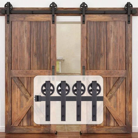 183cm/6FT Binario per Porta Scorrevole Kit Scorrevole per Porta della Stalla per Doppia Porta Carico 150kg