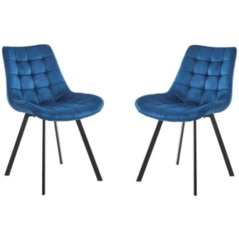 Sedia da pranzo in velluto Blu e gambe metallo nero - Roma 2 sedie