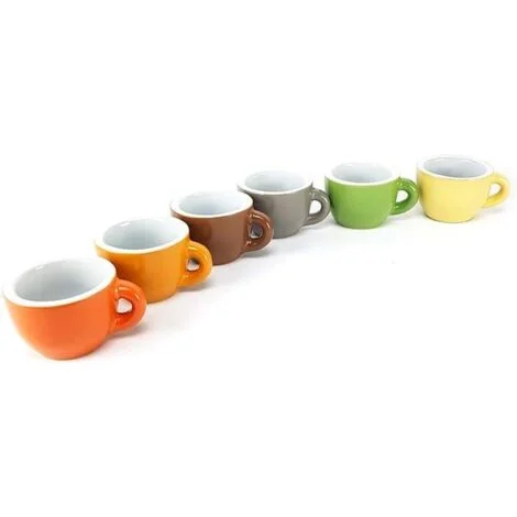 SET 6 TAZZINE CAFFÈ MULTICOLOR IN CERAMICA CON 4 CUCCHIAINI IN ACCIAIO INOX