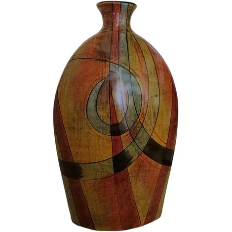 Vaso etnico porta fiori piatto in ceramica centro tavola per piante decorazione casa soggiorno idea regalo