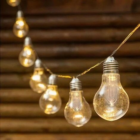 Catena luminosa da esterno con ricarica solare bianco caldo stringa da 10 lampadine per pub ristorante giardino terrazza