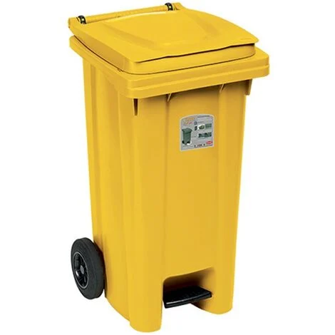 Bidone Carrello spazzatura con pedale Giallo lt.120