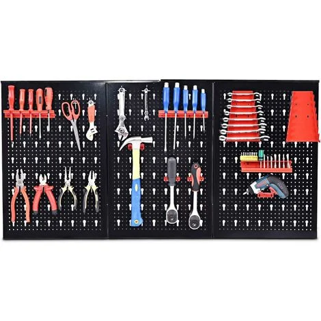 COSTWAY Pannello Forato Portautensili Parete per Attrezzi per Officina Garage con Ganci, 120 x 60 cm