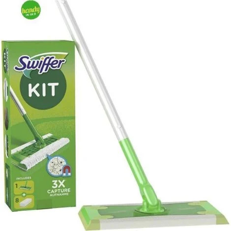 Swiffer lava pavimenti cattura polvere dry in kit 1 scopa + 8 panni asciutti