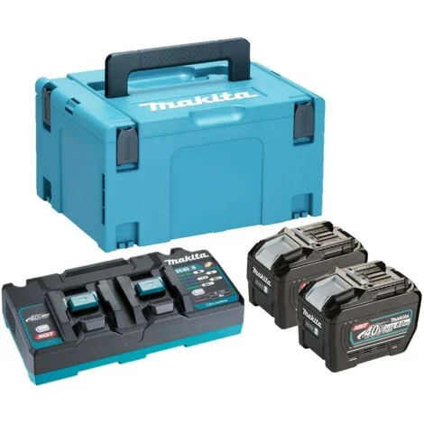 Makita 40V Li-ion MAX Set di 2 batterie 8.0Ah - Caricabatterie - Mbox - 191Y97-1