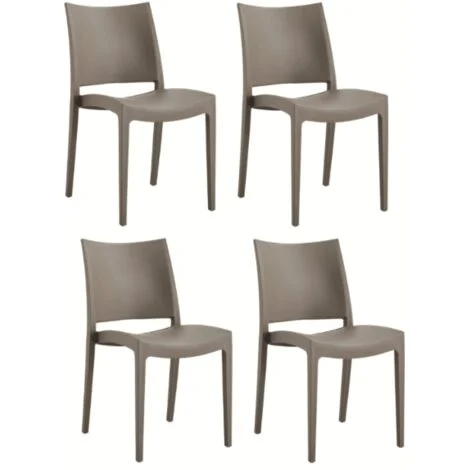 KIT 4 SEDIE POLIPROPILENE CUCINA RISTORANTE SEDIA INTERNO ESTERNO TORTORA 597FLA