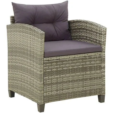 vidaXL Sedia da Giardino con Cuscini in Polyrattan Grigio