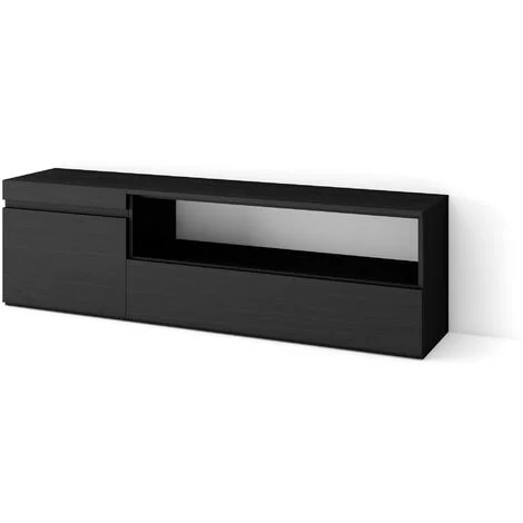 Skraut Home - Mobile TV Soggiorno, Ampio spazio a disposizione, 150x45x35cm, Per TV fino a 65", Mobile Soggiorno, Stile moderno, Nero