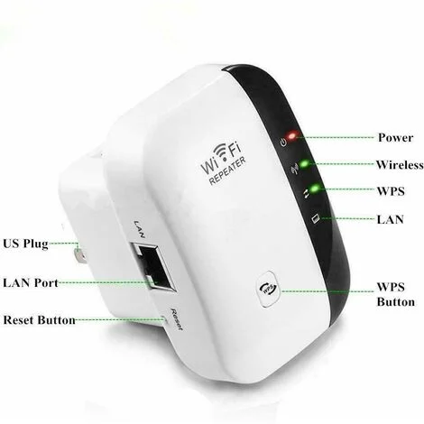 WiFi Repeater WLAN Range Extender 300Mbps con Porta 2.4GHz Wireless-N Ripetitore