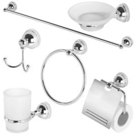 Kit 6 accessori bagno in cromal e vetro feridras portarotolo portatovaglia