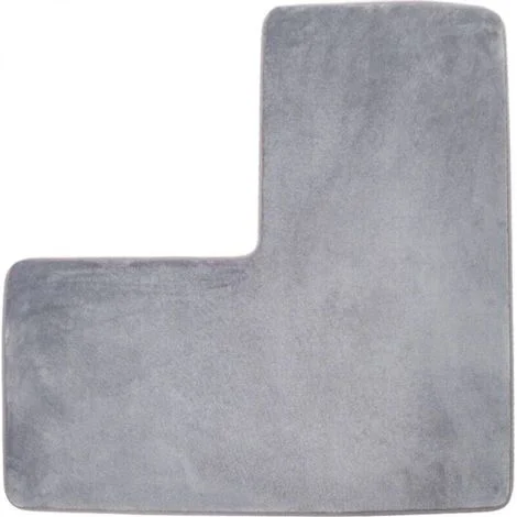 [NON UTILIZZATO] Tappetino da bagno a forma di L - Tappetino angolare per doccia in morbido pile di corallo, antiscivolo e assorbente, lavabile, per doccia quadrata, WC, casa e spa (grigio)