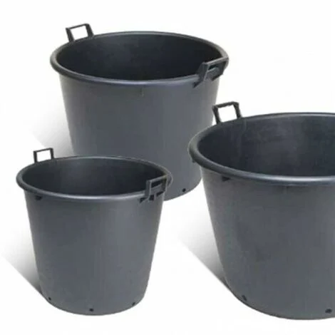 Mastello in plastica nero con manici e fori mastellone tino tinozza giardino con diversi diametri - Select 1: Ă¸65 cm - 110 litri
