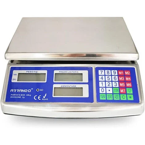 BILANCIA ELETTRONICA PROFESSIONALE DIGITALE 40Kg ACCIAIO DA BANCO DIVISIONE 2g
