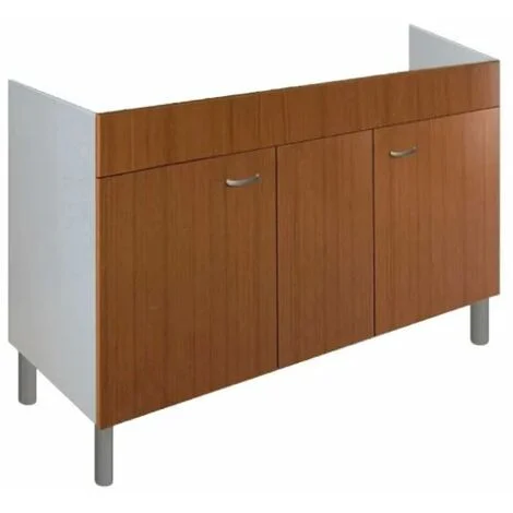 Mobile sottolavello cucina in legno nobilitato teak per lavelli in porcellana dimensioni: cm (lxhxp)= 117x66x50