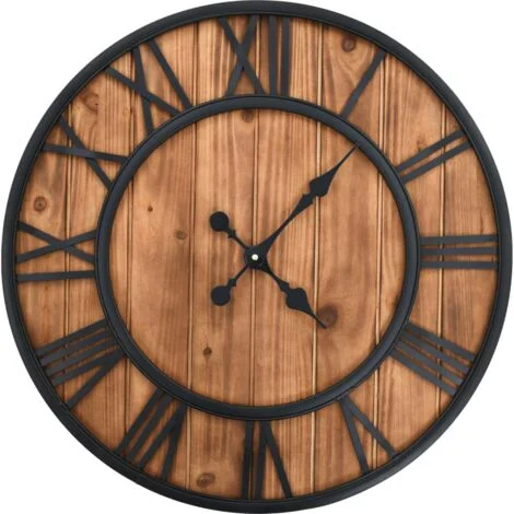 vidaXL Orologio da Parete Vintage al Quarzo Legno e Metallo 60 cm