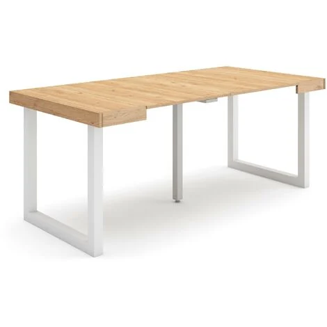 Skraut Home - Consolle allungabile, Tavolo consolle allungabile , 180, Per 8 persone, Gambe in legno, Stile moderno, Rovere