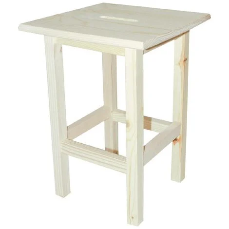 Sgabello "Alto" realizzato in legno chiaro di pino essiccato con altezza di 45 cm