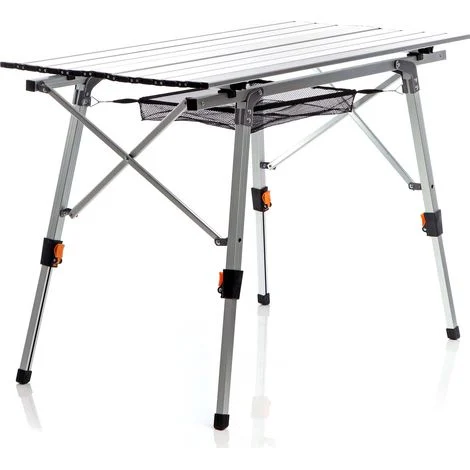 Wiltec Tavolo da campeggio pieghevole e multifunzione grigio 90x53cm in alluminio
