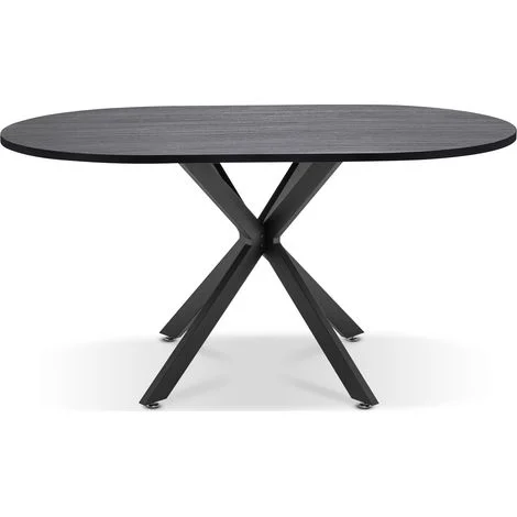 Marui Big - Tavolo da pranzo ovale in legno e metallo con piede centrale Kiso 180x100 cm - legno nero