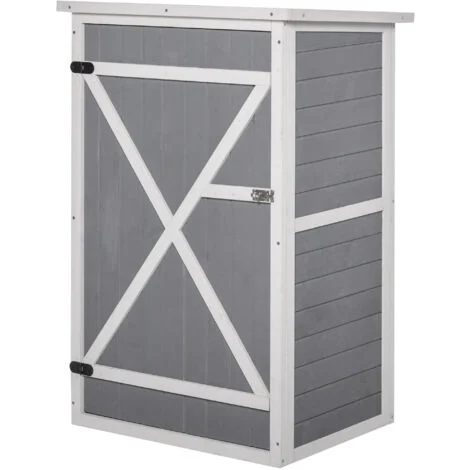 easycomfort casetta da giardino in legno con tetto impermeabile, armadio porta attrezzi da esterno con 2 mensole, 75x56x115cm