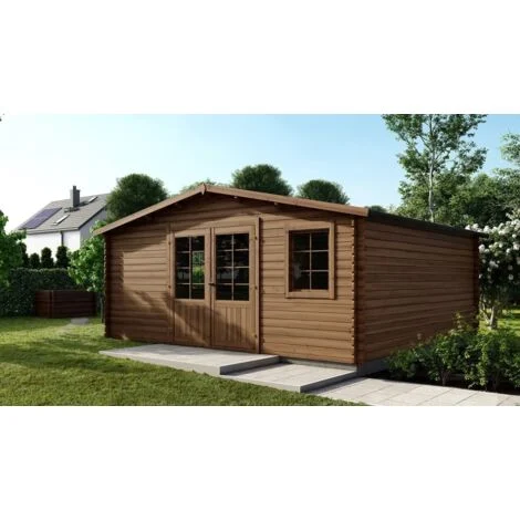 Casetta da giardino in legno - 25m2 - 5x5m - impregnata - 28mm - colore: marrone - DOM596