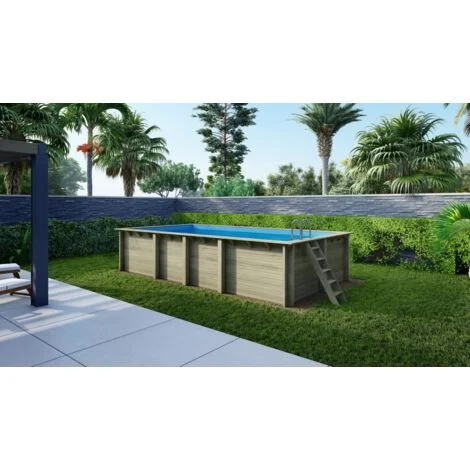 Piscina in legno Aqua 7x3.75 - H.1.45 m con profilo da cementare - BAS7308OSPI