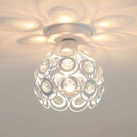 COMELY Luce a soffitto moderna nel lampadario di cristallo semi-encastré E27 Perfetto per illuminazione interna del soggiorno corridoio della sala （bulbo bianco non incluso)