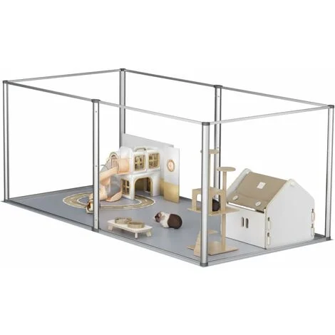 Recinto Box da interno Acrilico Trasparente 6 Pannelli Recinto per Conigli Gattini Sala Parto Recinto Salvacasa Recinto Modulare per Piccoli Animali 124x63x40cm