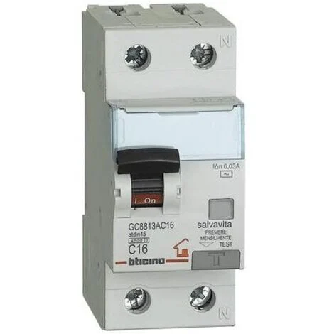 Magnetotermico differenziale Bticino 10A 1P+N 10A 30MA F 4,5KA GC8813F10