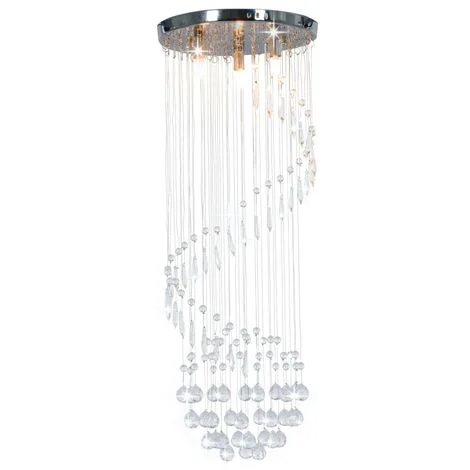 vidaXL Lampadario con Perle di Cristallo a Spirale Argento G9