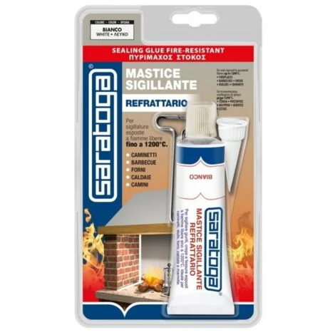 Silicone Mastice Sigillante Refrattario Saratoga Alta Temperatura Bianco Blister