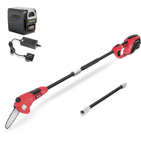 Potatore telescopico a batteria da 40V, barra da 10", kit batteria 2Ah e caricabatteria, imbracatura, 1 asta di prolunga da 75cm - Greencut Pack PP400L