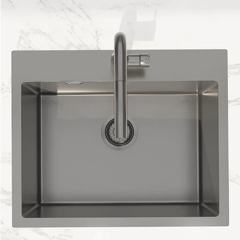 Swiss Aqua Technologies Aurum Lavello in acciaio inox 304, 1 vasca, 55x45x21 cm, Gun Metal spazzolato PVD