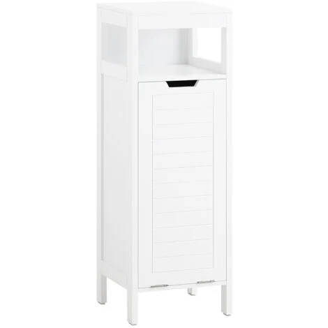 Mobile Lavanderia Con Sacco Portabiancheria Pieghevole Cassettiera Portabiancheria Mobiletto Bagno Bianco 30x30x90 Cm BZR122-W SoBuy