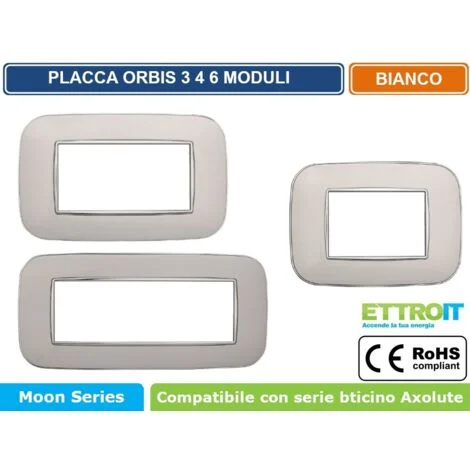 Placca compatibile Bticino Axolute 4 moduli plastica colore bianco Orbis serie Moon Ettroit AN91401