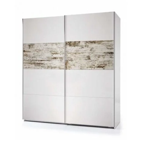 Armadio 180x63x200h cm con 2 ante scorrevoli bianco lucido - Vintage