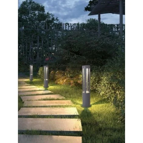 Lampione da giardino led 12w lampada per esterno lampioncino moderno grigio IP65fredda bianca 6500k