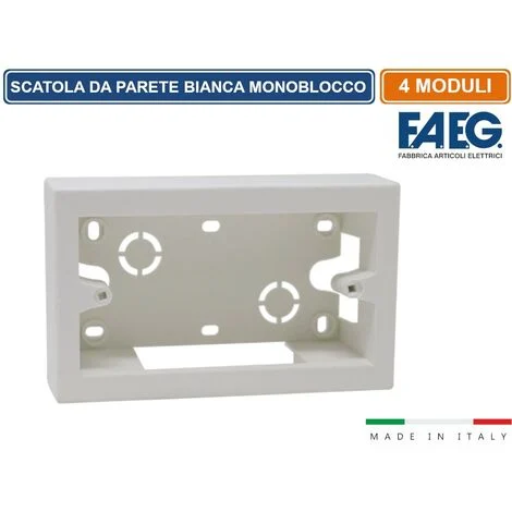 FAEG CASSETTA MODULARE DA PARETE MONOBLOCCO 4 POSTI BIANCA IP40 - FG10264