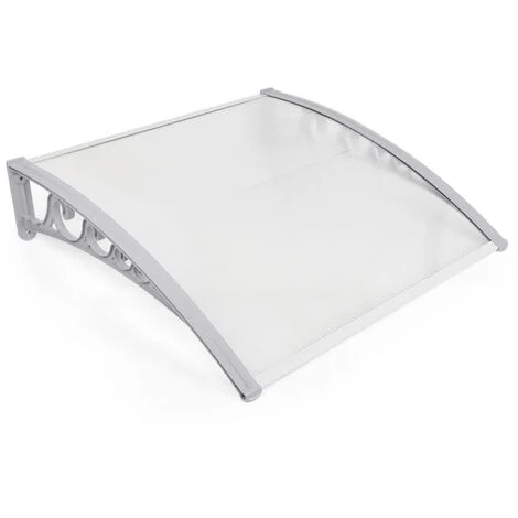 100 x 100 cm Pensilina Tettoia Policarbonato Alluminio,tettoia per porta,Haloyo®,in Policarbonato e Alluminio,Bianco
