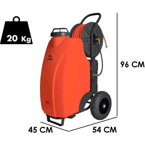 POMPA IRRORATRICE A BATTERIA 12V 8Ah CARRELLATA TROLLEY 45LT TUBO 50m AUSONIA