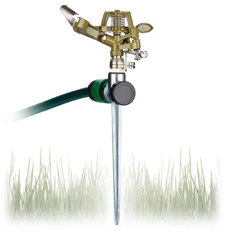 Relaxdays Irrigatore ad impulsi da giardino circolare irrigazione grandi superfici fino a 700 m² raggio 15 m, 360° verde