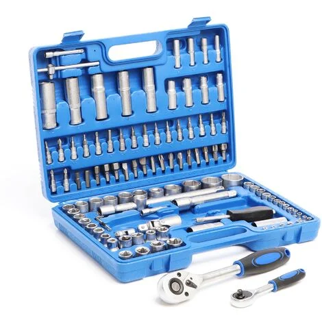 Wiltec Set di chiavi a bussola 108 pz. Chiavi a cricchetto con attacco 1/2" (12,5mm) e 1/4" (6,3 mm)