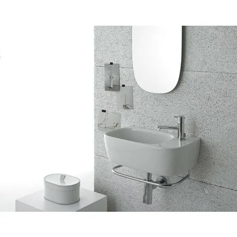 Lavabo Genesis sospeso 50x30 rettangolare bianco lucido di