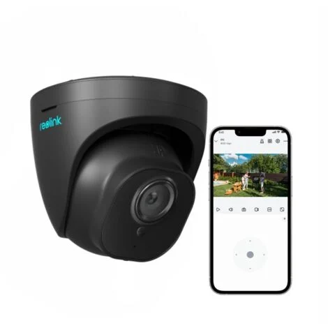 Reolink 5MP Videocamere di sorveglianza a cupola PoE, rilevamento persone/veicoli, supporto audio, visione notturna IR, RLC-520-Nero