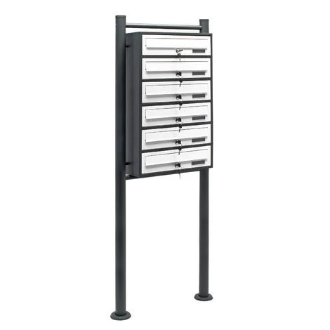 Wiltec Cassetta postale condominiale autoportante 6 posti antracite/bianco 556 x 270 x 1500 mm 1 modulo