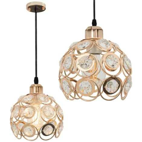 LAMPADA A SOSPENSIONE APP208-1C CRISTALLO ORO TONDO 1-PUNTI LUCE E27 18X18X15-95CM REGOLABILE
